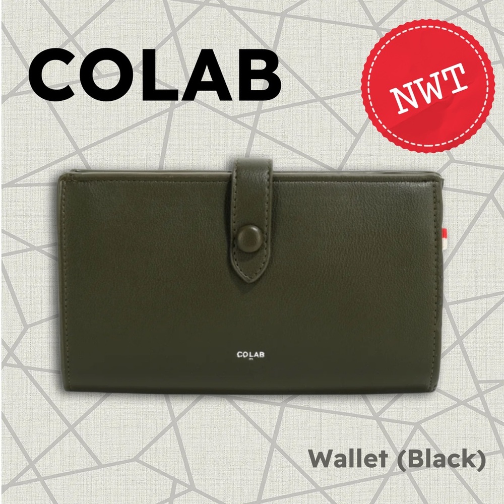 ⬇️🇨🇦♻️🆕🏷️*NWT* COLAB | Black EARLY BIRD 'NELL' LARGE WALLET Vegan leather